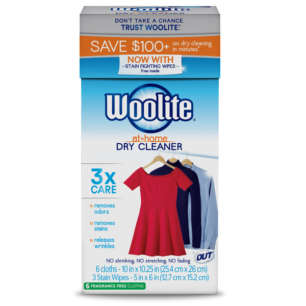 Woolite At-Home Dry Cleaner, Fragrance Free, 6 Cloths DCSFF04N